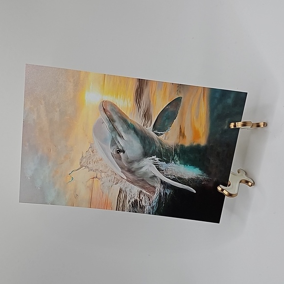 4x6 Dolphin at Sunset Colorful  Watercolor Oil Painting Art‎ Print - Picture 3 of 3